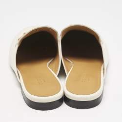 Pre Owned Gucci Off White Leather Princetown Flat Mules Size 39