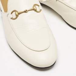 Pre Owned Gucci Off White Leather Princetown Flat Mules Size 39