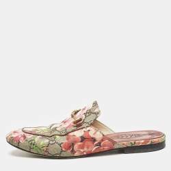 Gucci Multicolor Blooms GG Supreme Canvas Princetown Flat Mules Size 38