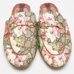 Gucci Multicolor Blooms GG Supreme Canvas Princetown Flat Mules Size 38