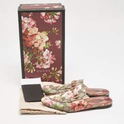 Gucci Multicolor Blooms GG Supreme Canvas Princetown Flat Mules Size 38