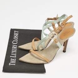 Gucci Multicolor Canvas And Leather GG Logo Ankle Strap Sandals Size 37