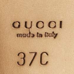 Gucci Multicolor Canvas And Leather GG Logo Ankle Strap Sandals Size 37
