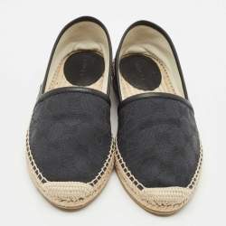 Gucci Navy Blue/Black GG Canvas and Leather Espadrille Flats Size 36.5