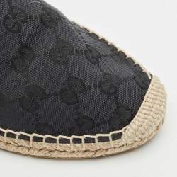 Gucci Navy Blue/Black GG Canvas and Leather Espadrille Flats Size 36.5