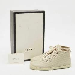 Gucci Cream Microguccissima Leather High Top Sneakers Size 36