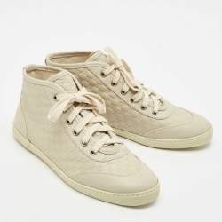 Gucci Cream Microguccissima Leather High Top Sneakers Size 36