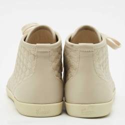 Gucci Cream Microguccissima Leather High Top Sneakers Size 36