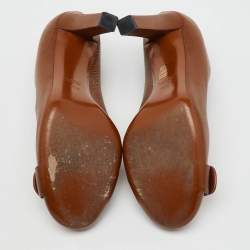 Gucci Brown Leather 'Ride' GG Buckle Pumps Size 39.5