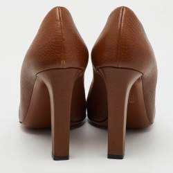 Gucci Brown Leather 'Ride' GG Buckle Pumps Size 39.5