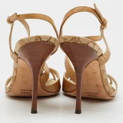 Gucci Brown Lizard Cross Ankle Strap Sandals Size 39.5