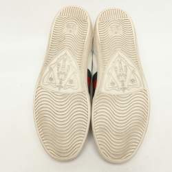 Gucci White Leather Embroidered Bee Ace Low Top Sneakers Size 37.5