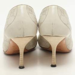 Gucci Off White Guccissima Leather Embellished Pumps Size 39.5