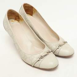 Gucci Off White Guccissima Leather Embellished Pumps Size 39.5