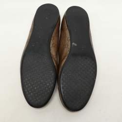 Gucci Brown GG Crystal Coated Canvas Ballet Flats Size 37