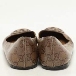 Gucci Brown GG Crystal Coated Canvas Ballet Flats Size 37