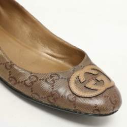 Gucci Brown GG Crystal Coated Canvas Ballet Flats Size 37