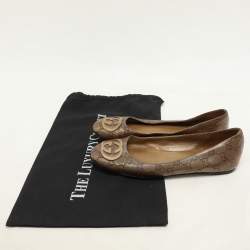 Gucci Brown GG Crystal Coated Canvas Ballet Flats Size 37