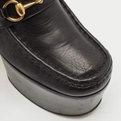 Gucci Black Leather Pearl Studded Vegas Platform Loafer Pumps Size 39