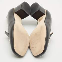 مملوكة مسبقًا حذاء كعب عالي غوتشي هورسبيت جلد أسود مقاس 39