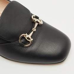 مملوكة مسبقًا حذاء كعب عالي غوتشي هورسبيت جلد أسود مقاس 39