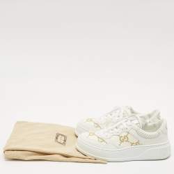 Gucci White Leather Gold Lame GG Platform Sneakers Size 38.5