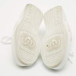 Gucci White Leather Gold Lame GG Platform Sneakers Size 38.5