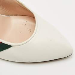 Gucci White Leather Bee Web Detail Sylvie Slingback Pumps Size 36.5
