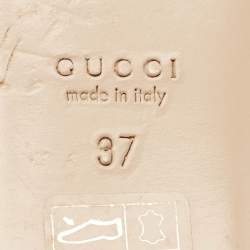 Gucci Cream Leather Web Bow Rose Detail Ballet Flats Size 37