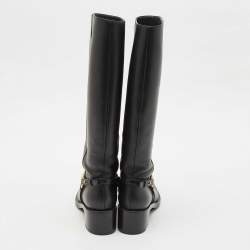 Gucci Black Leather Horsebit Knee Length Boots Size 35