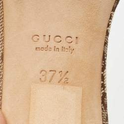 Gucci Brown Leather and GG Canvas Slide Sandals Size 37.5