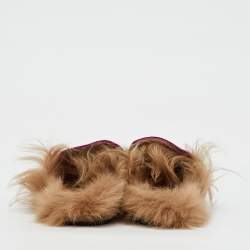 Gucci Purple Fur and Velvet Princetown Mules Size 38