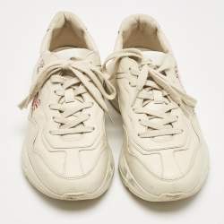 Gucci Cream Leather Disk Print Rhyton Sneakers Size 38