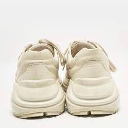 Gucci Cream Leather Disk Print Rhyton Sneakers Size 38