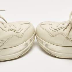 Gucci Cream Leather Disk Print Rhyton Sneakers Size 38
