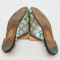 Gucci Multicolor GG Supreme Canvas Blooms Princetown Flat Mules Size 38.5