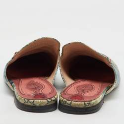 Gucci Multicolor GG Supreme Canvas Blooms Princetown Flat Mules Size 38.5