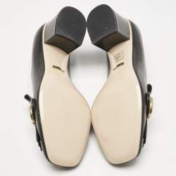 مملوكة مسبقًا Gucci Black Leather Marmont GG Fringe Detail Block Heel Pumps Size 39