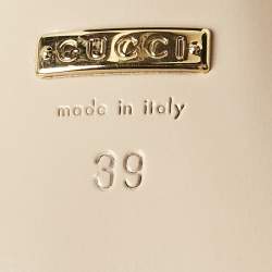 مملوكة مسبقًا Gucci Black Leather Marmont GG Fringe Detail Block Heel Pumps Size 39