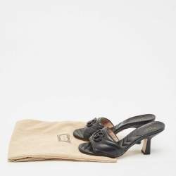 Pre Owned Gucci Black Matelasse Leather GG Marmont Slide Sandals Size 36