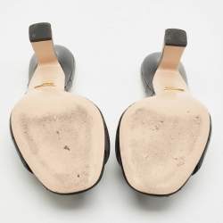 Pre Owned Gucci Black Matelasse Leather GG Marmont Slide Sandals Size 36