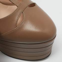Gucci Beige Leather Angel Platform Sandals Size 36.5