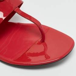 Gucci Pink Patent Leather Horsebit Thong Slingback Flat Sandals Size 39.5