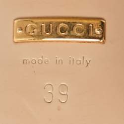 Gucci Metallic Gold Crinkled Leather GG Marmont Ankle Strap Sandals Size 39