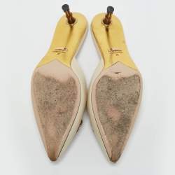 Gucci Cream Leather Unia Crystal Embellished Mules Size 38