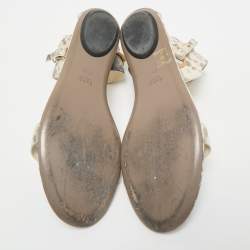 Gucci Grey Python Embossed Leather Horsebit Flat Sandals Size 39.5