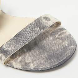 Gucci Grey Python Embossed Leather Horsebit Flat Sandals Size 39.5
