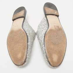 Gucci Silver Glitter Princetown Horsebit Flat Mules Size 40