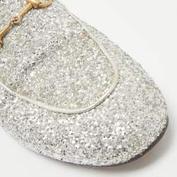 Gucci Silver Glitter Princetown Horsebit Flat Mules Size 40