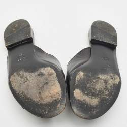 Gucci Black Leather Princetown Horsebit Flat Slide Sandals Size 38